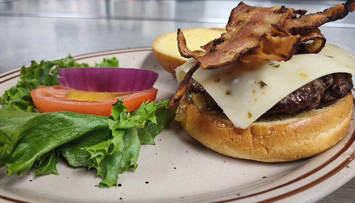 Samuels Roadhouse Pepperjack Burger for lunch or dinner.